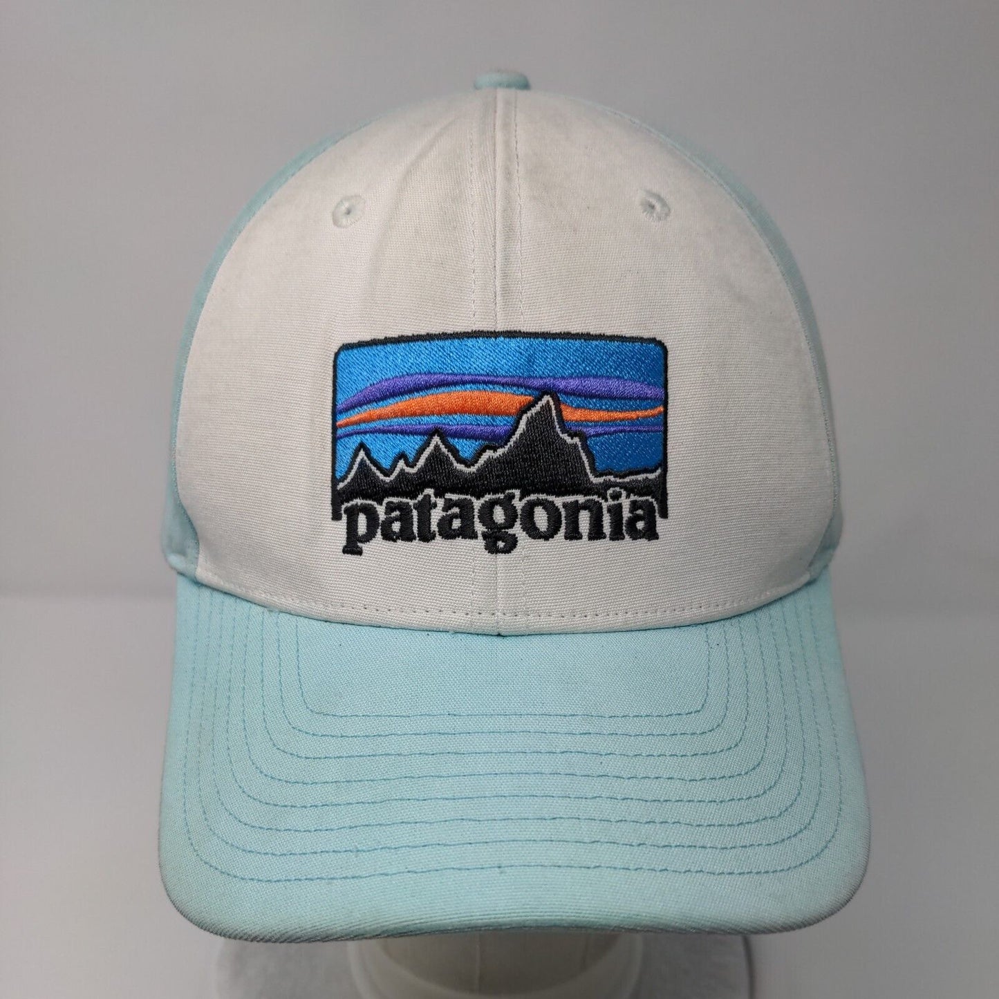 Patagonia Snapback Hat Blue Large Adjustable Embroidered Vented Holes 6 Panel