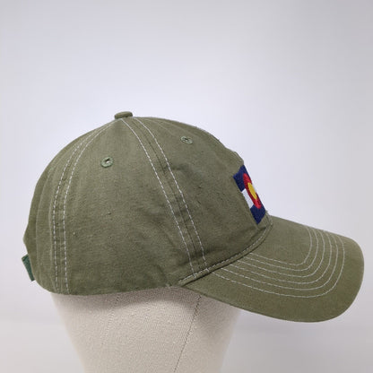 Colorado Flag Strapback Hat Green One Size Adjustable Embroidered