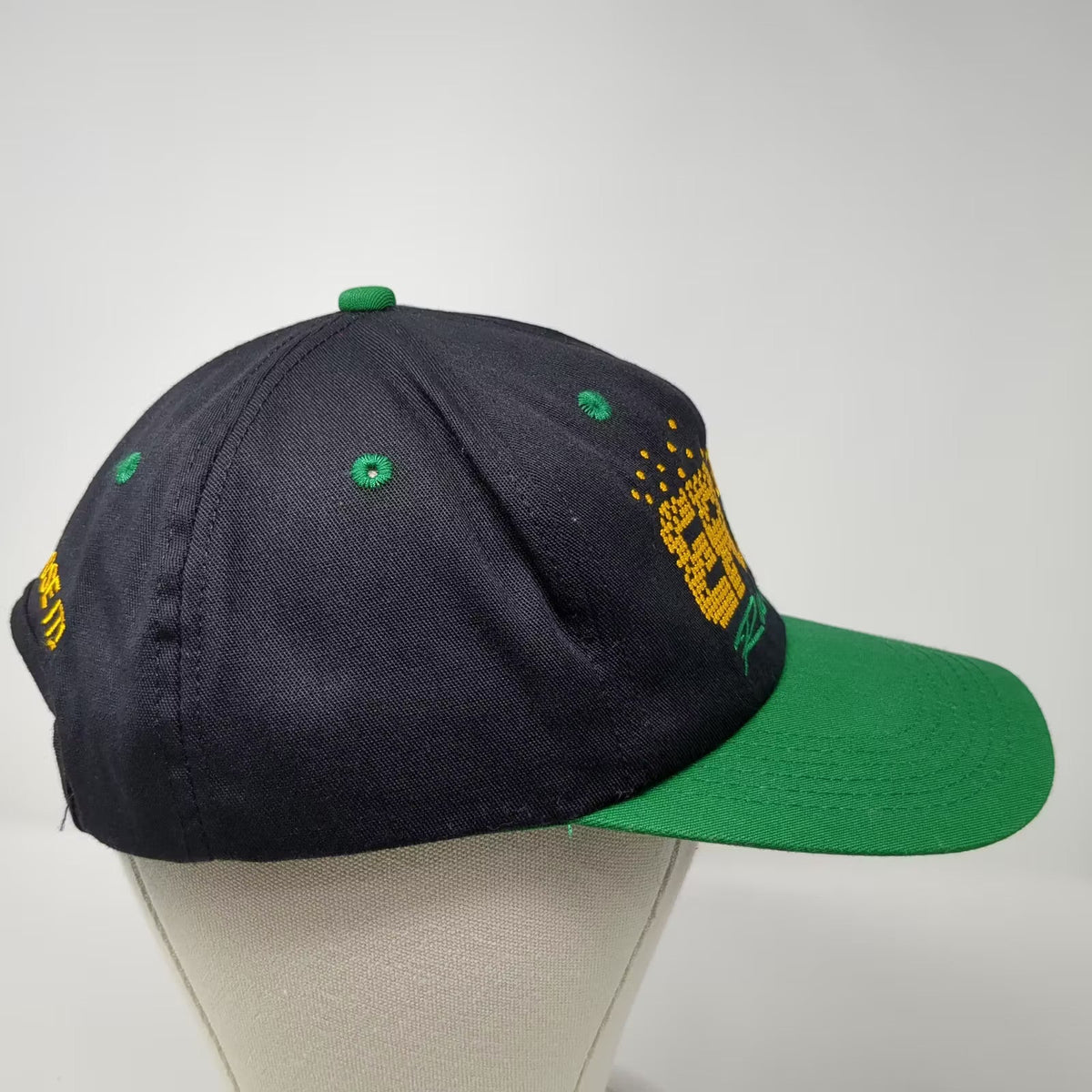 Energy Release Racing Snapback Hat Black Green One Size Embroidered Adjustable