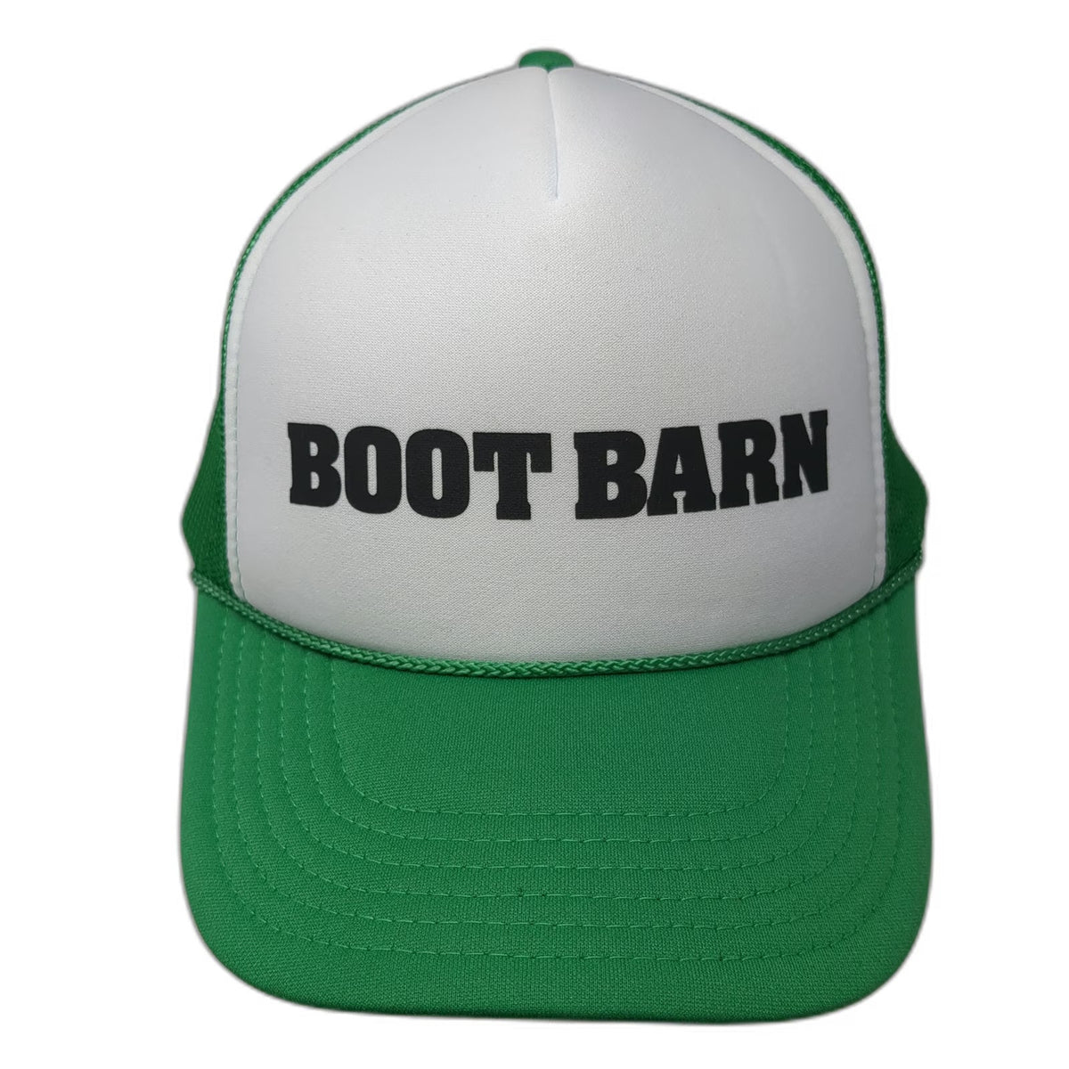 Boot Barn Trucker Hat Green White One Size Mesh Snapback Rope Foam Front Western