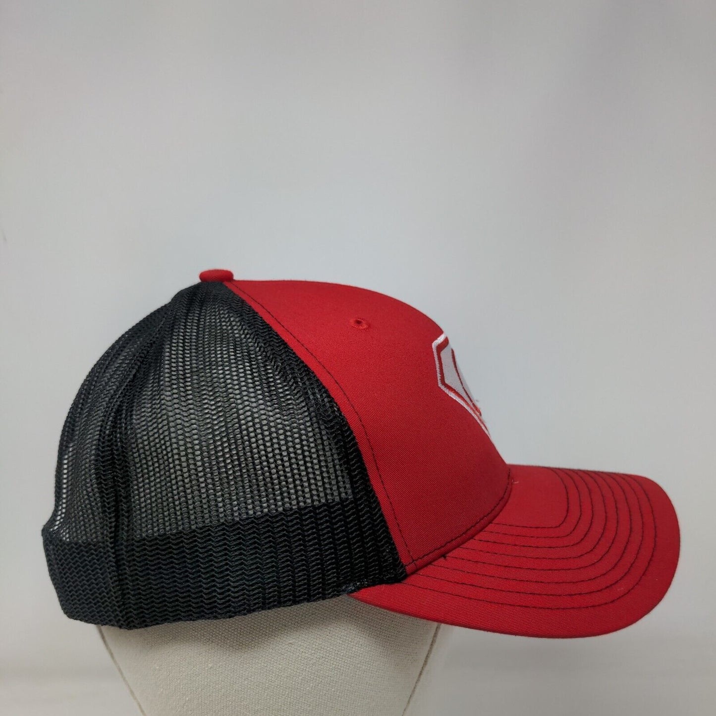 Richardson Snapback Trucker Hat Red One Size Adjustable Embroidered Mesh Back