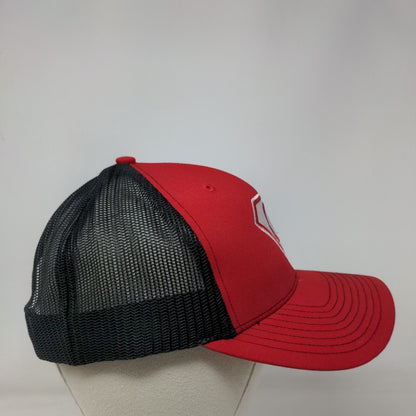 Richardson Snapback Trucker Hat Red One Size Adjustable Embroidered Mesh Back
