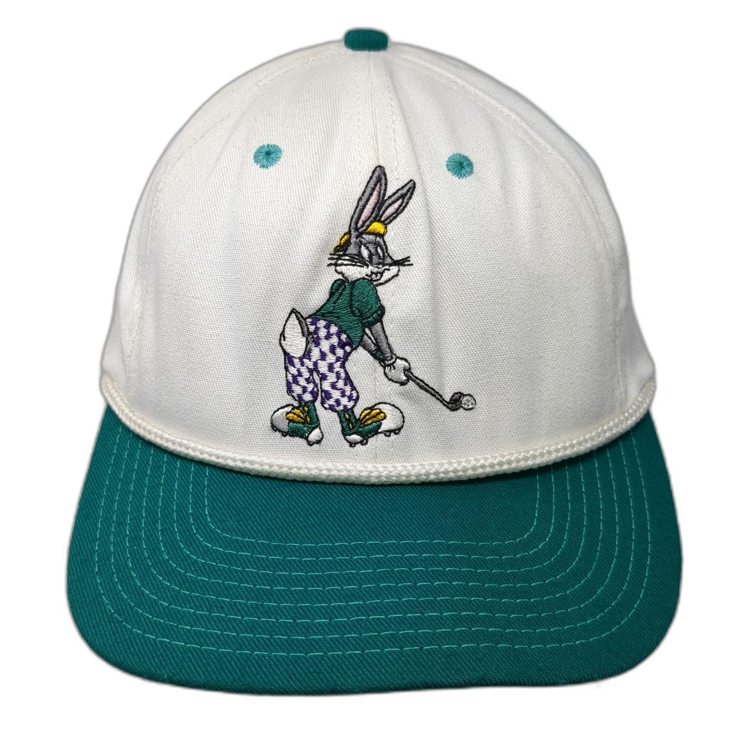 Acme Clothing Snapback White Vintage Bugs Bunny Golf Rope Hat Made in USA 1991