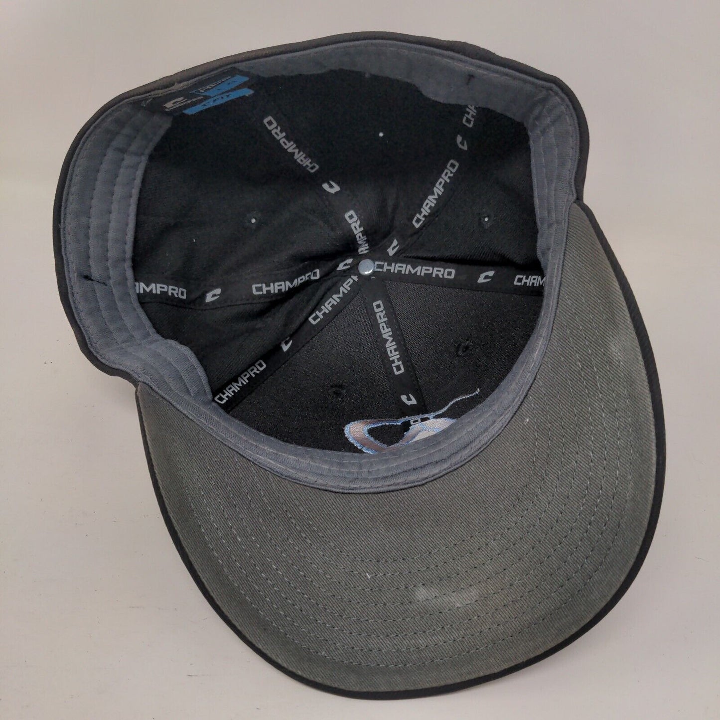 Champro Fitted Hat Black L/XL C Fit Lightweight Embroidered Vented Holes 6 Panel