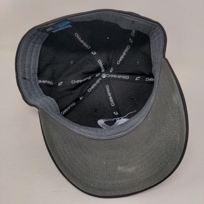 Champro Fitted Hat Black L/XL C Fit Lightweight Embroidered Vented Holes 6 Panel