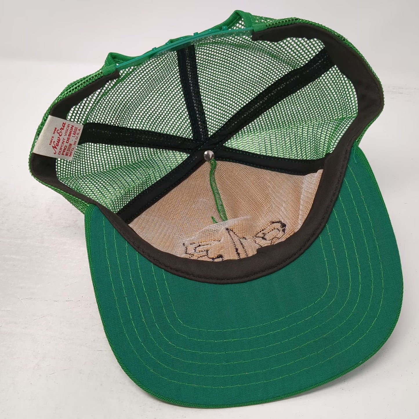 New Era Trucker Hat Green L 913 Number Mesh Snapback USA Made Pro Design hat