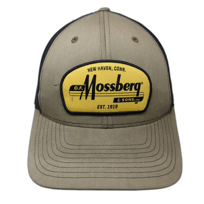 Mossberg Trucker Hat Beige Black One Size Patch Mesh Back Snapback Firearms Cap