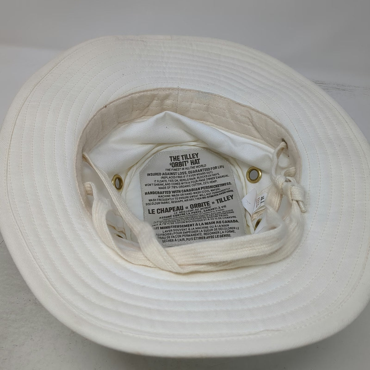 Tilley Orbit Boonie Hat White 7 1/4 Cotton Hemp Blend Wide Brim Made Canada