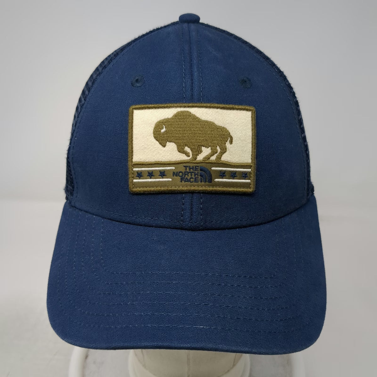 The North Face Trucker Hat Blue One Size Bison Patch Mesh Snapback Adventure