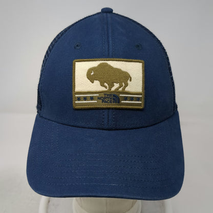 The North Face Trucker Hat Blue One Size Bison Patch Mesh Snapback Adventure