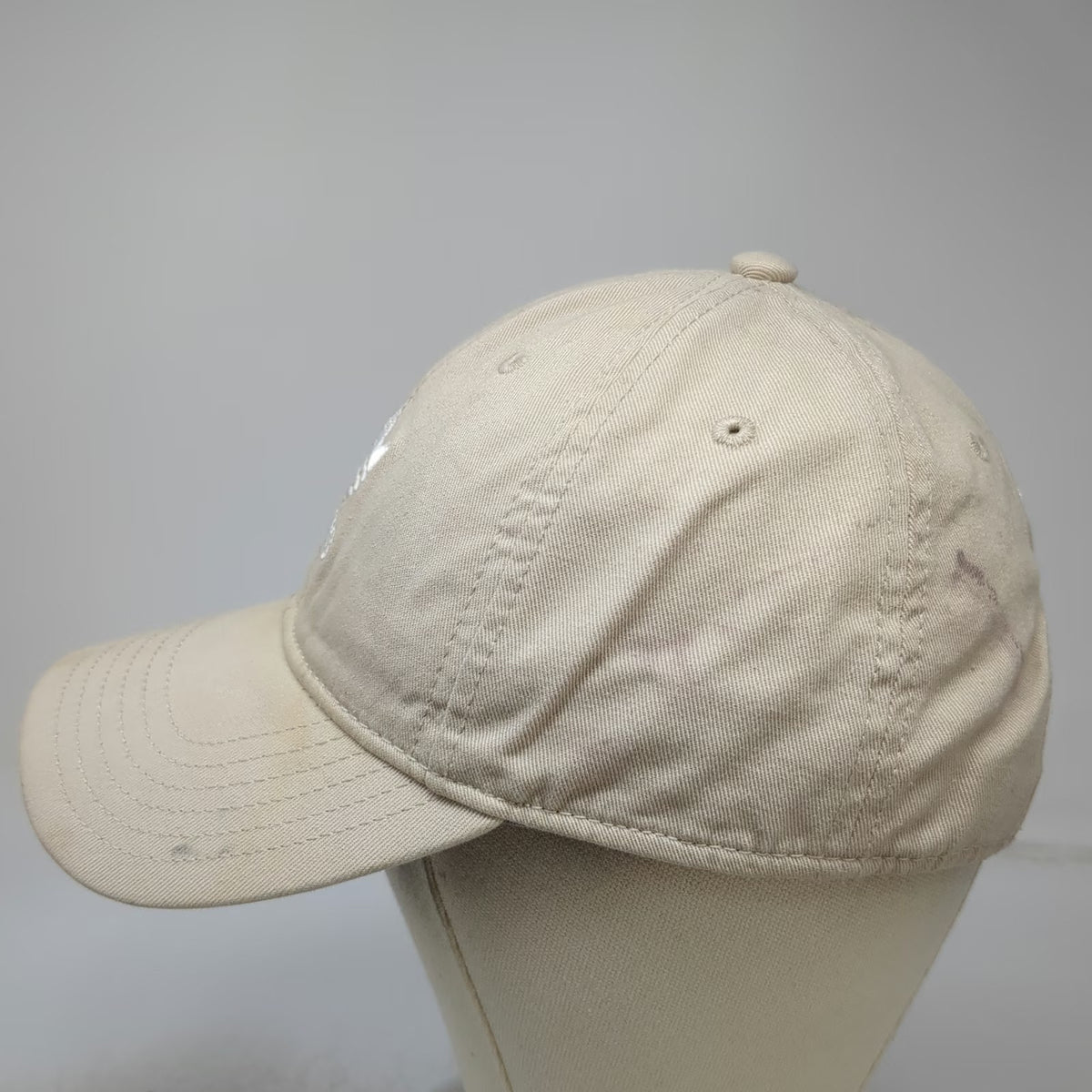 Adidas Baseball Cap Beige One Size Trefoil Embroidered Logo Slideback Hat
