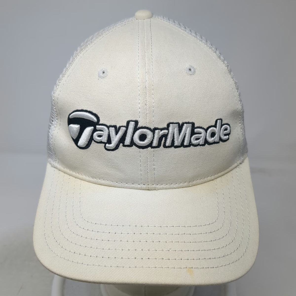 TaylorMade Trucker Hat White OSFM Mesh Back Snapback Golf Structured Logo Cap