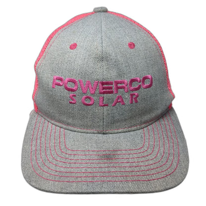 Powerco Solar Trucker Hat Gray Pink One Size Mesh Back Snapback Contrast Stitch