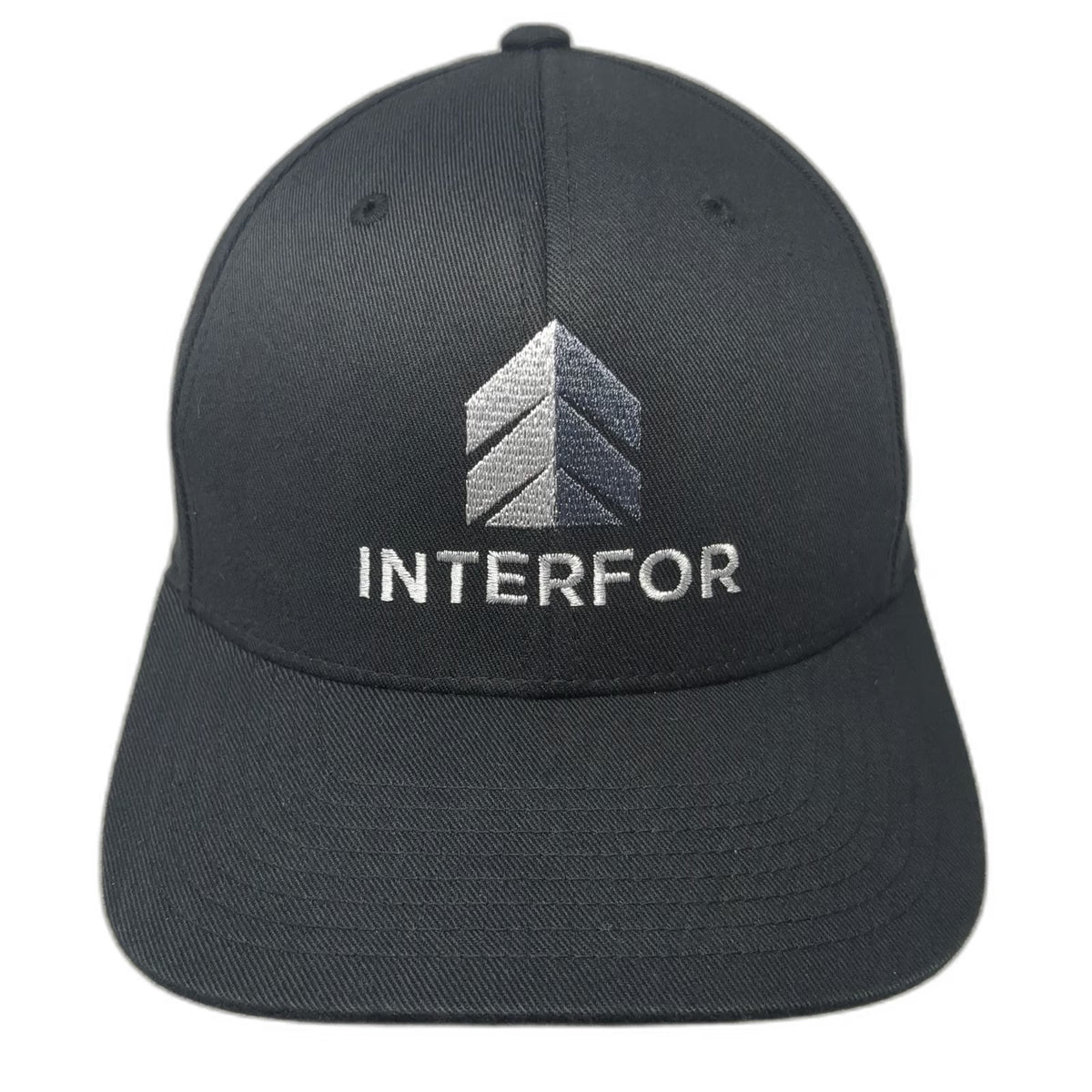 Port Authority Baseball Cap Black M Interfor Embroidered Logo Flexfit Fitted Hat