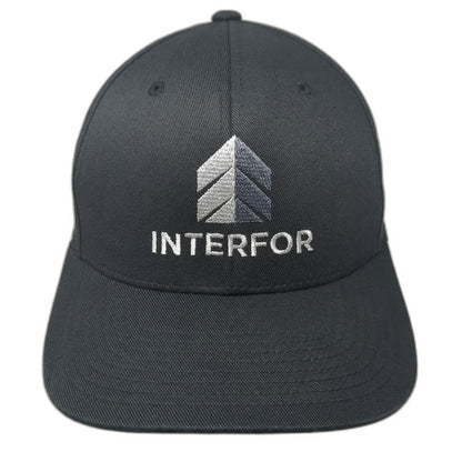 Port Authority Baseball Cap Black M Interfor Embroidered Logo Flexfit Fitted Hat