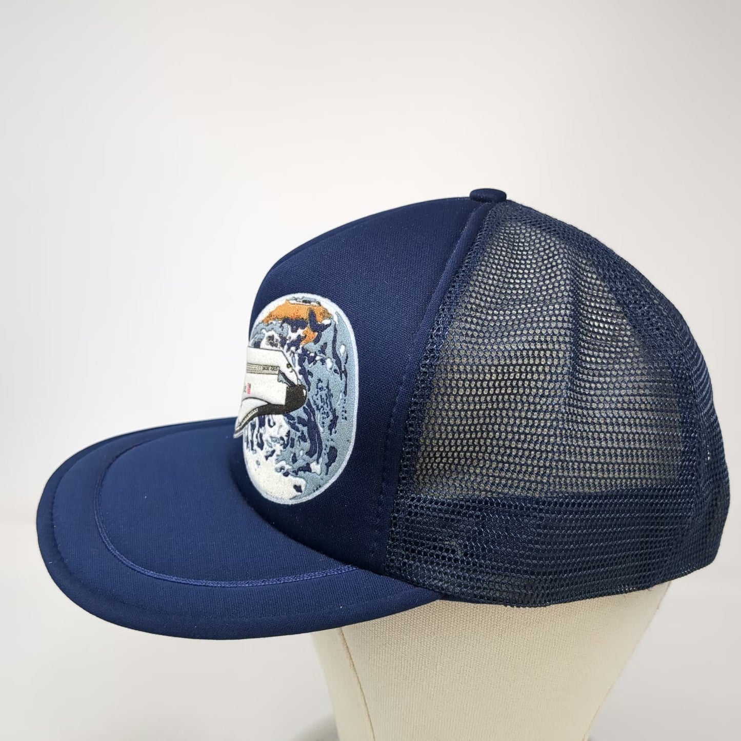 Spaceport USA Trucker Hat Blue Kennedy Space Center NASA Shuttle Earth Vintage