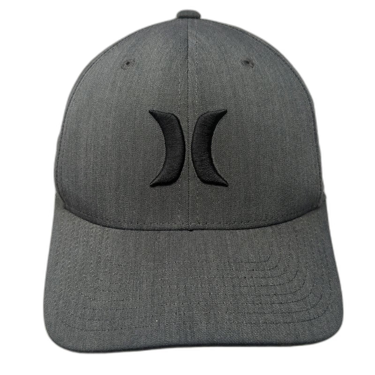 Hurley Baseball Cap Gray M Fitted Logo Embroidered Flexfit Stretch Curved Hat