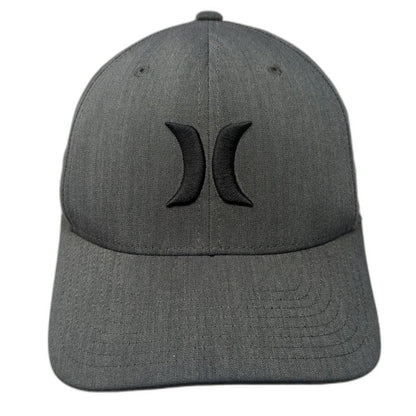 Hurley Baseball Cap Gray M Fitted Logo Embroidered Flexfit Stretch Curved Hat