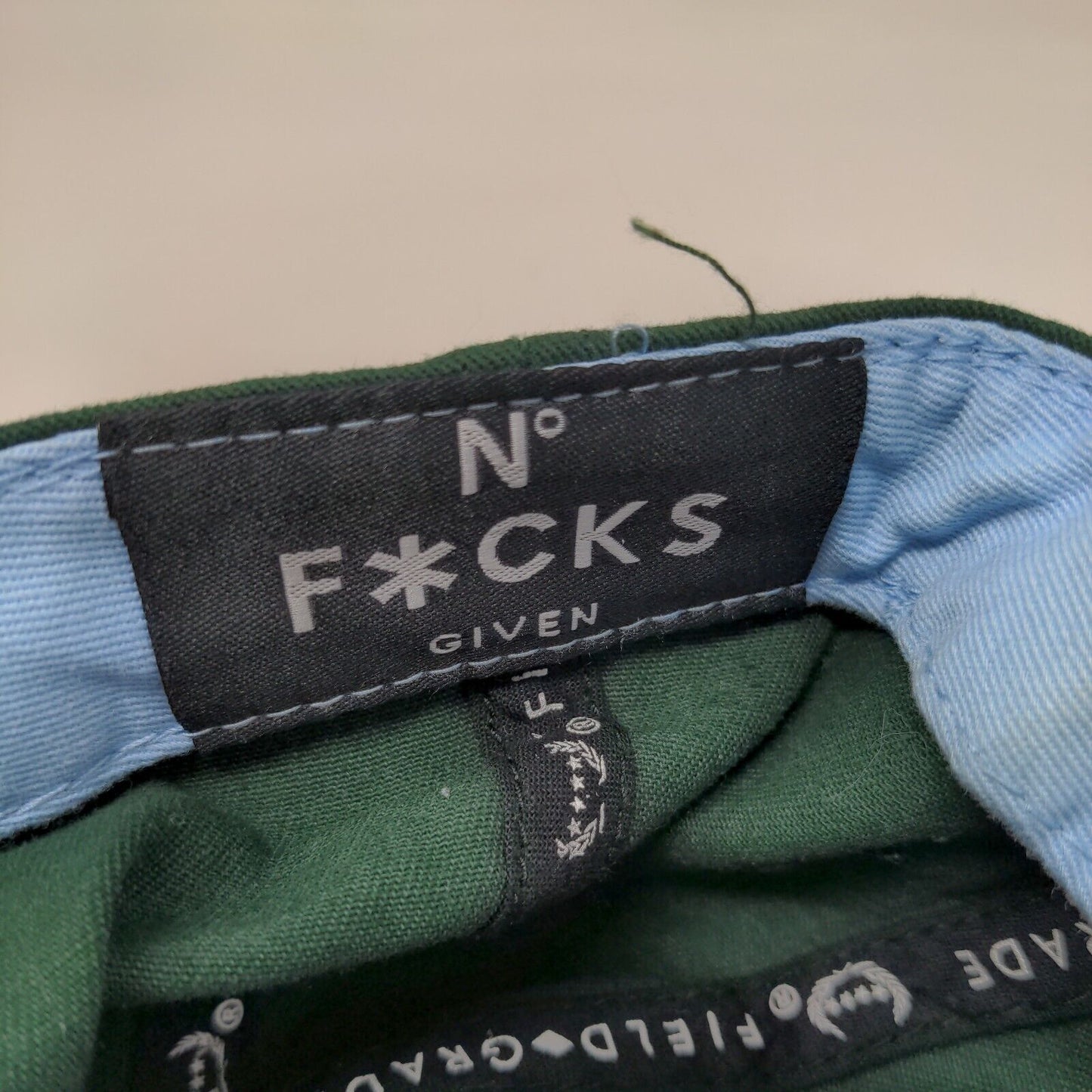 No F*cks Given Slideback Hat Green One Size Embroidered Field Grade