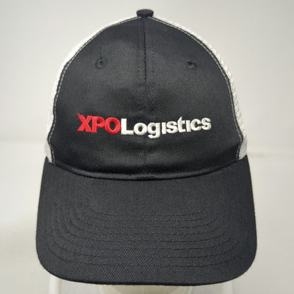 XPO Logistics Trucker Hat Black White Red One Size Mesh Back Snapback Logo Brim