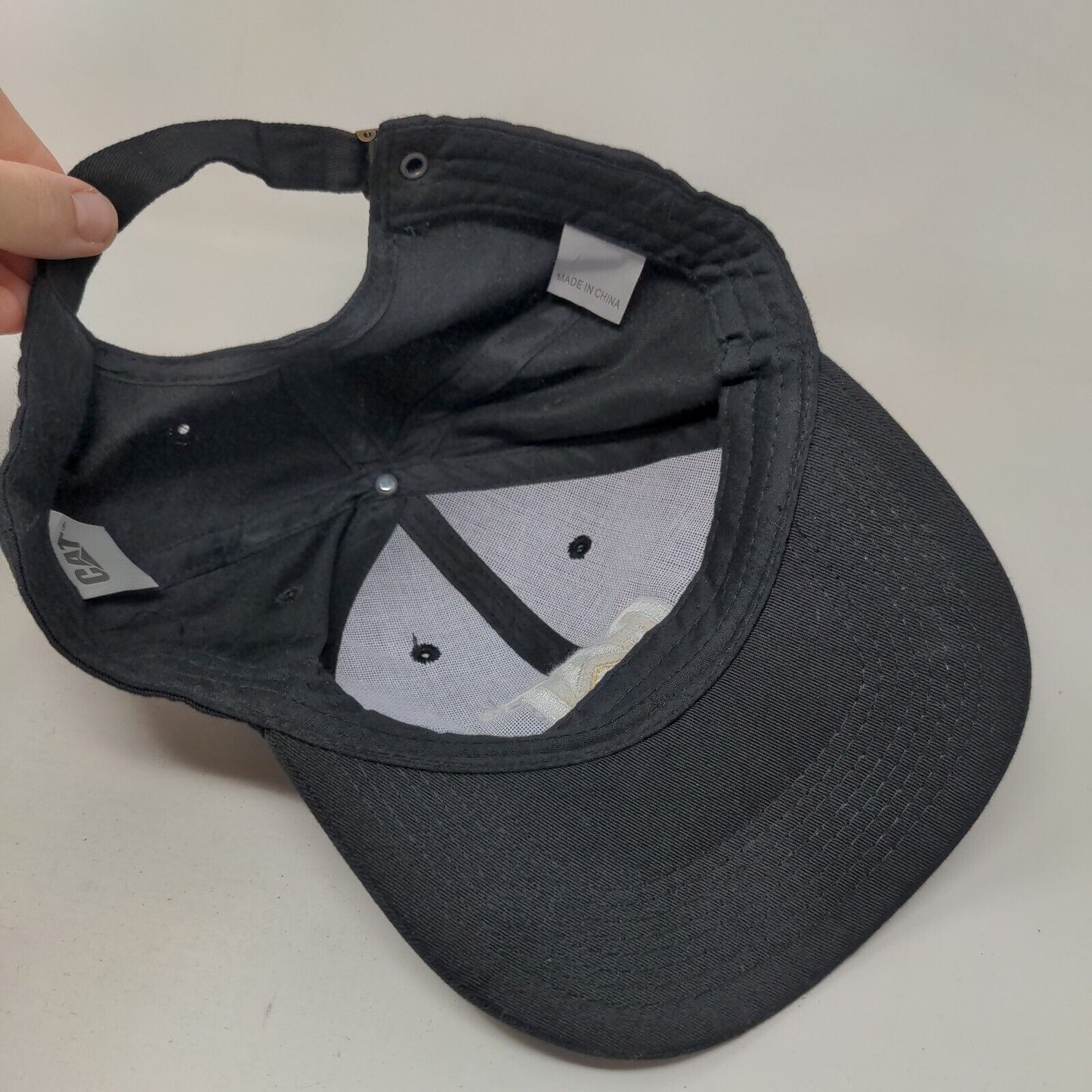 CAT Slideback Hat Black One Size Embroidered Logo Adjustable 6 Panel