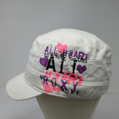 Roxy Army Cap White L All Heart Graphic Black Pink Purple Cotton Hat