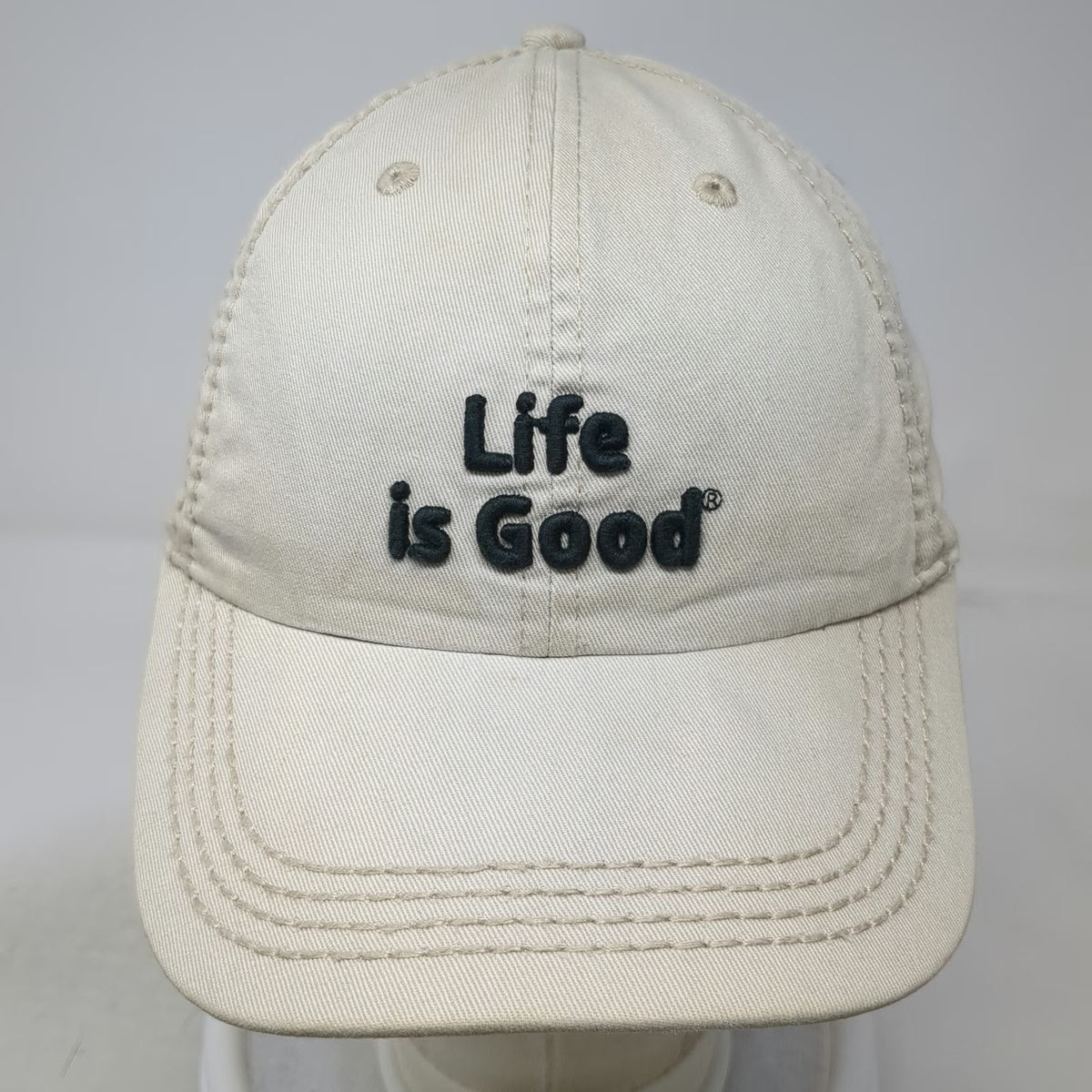 Life is Good Baseball Cap Beige One Size Adjustable Strapback Cotton Hat Quote