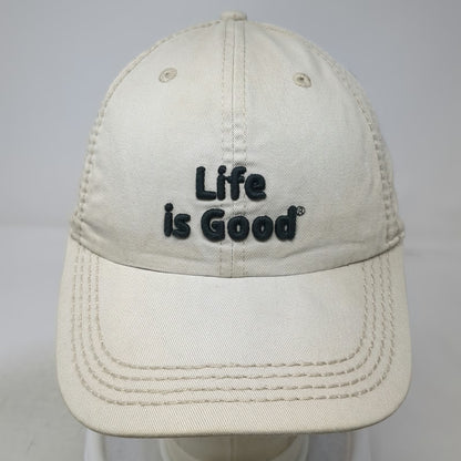 Life is Good Baseball Cap Beige One Size Adjustable Strapback Cotton Hat Quote