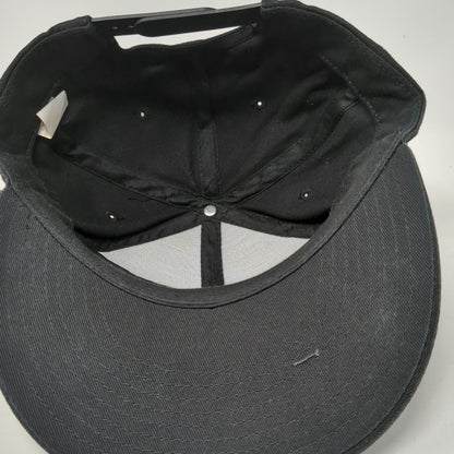 Decky 5 Panel Black Hat One Size Idaho Mountain Festival Patch Flat Brim Cap