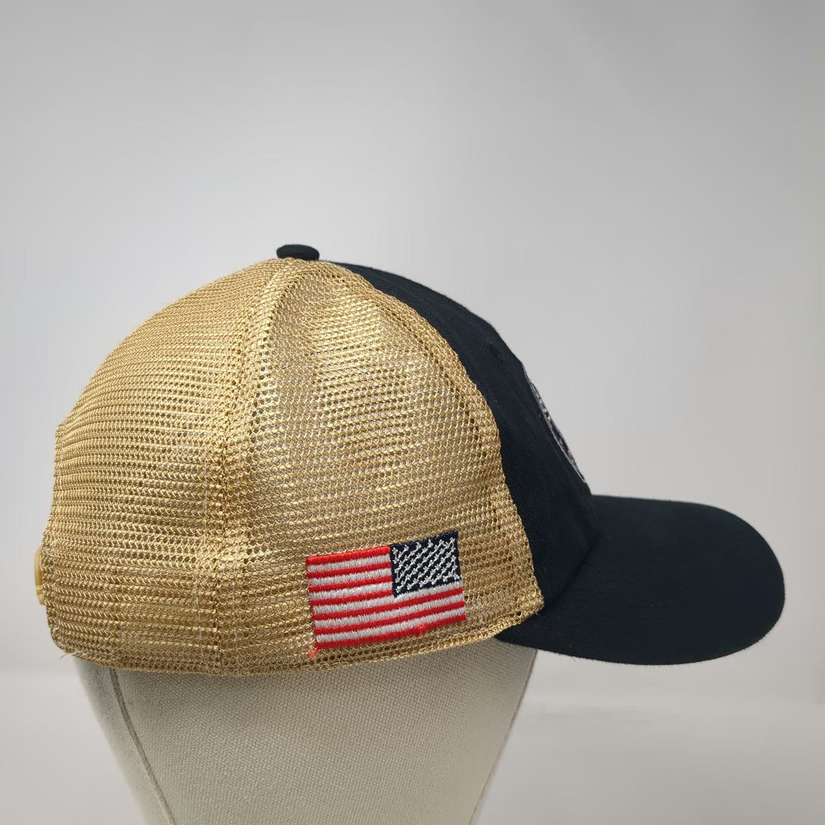 Troy Trucker Hat Black Gold One Size Tennessee US Flag Clarksville TN Mesh