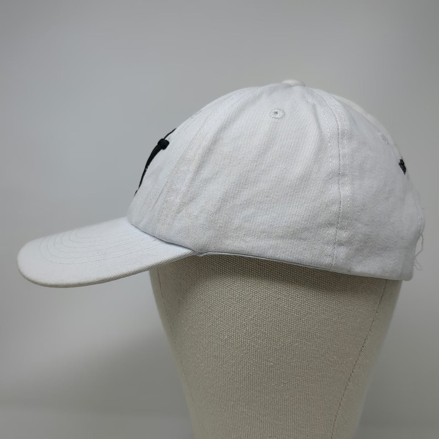 Baseball Cap White One Size NY New York Embroidered Slideback Adjustable Hat