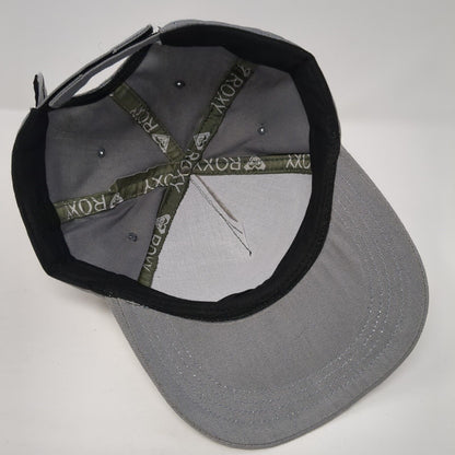 Roxy Leather Patch Strapback Hat Gray One Size Adjustable Solid Outdoor