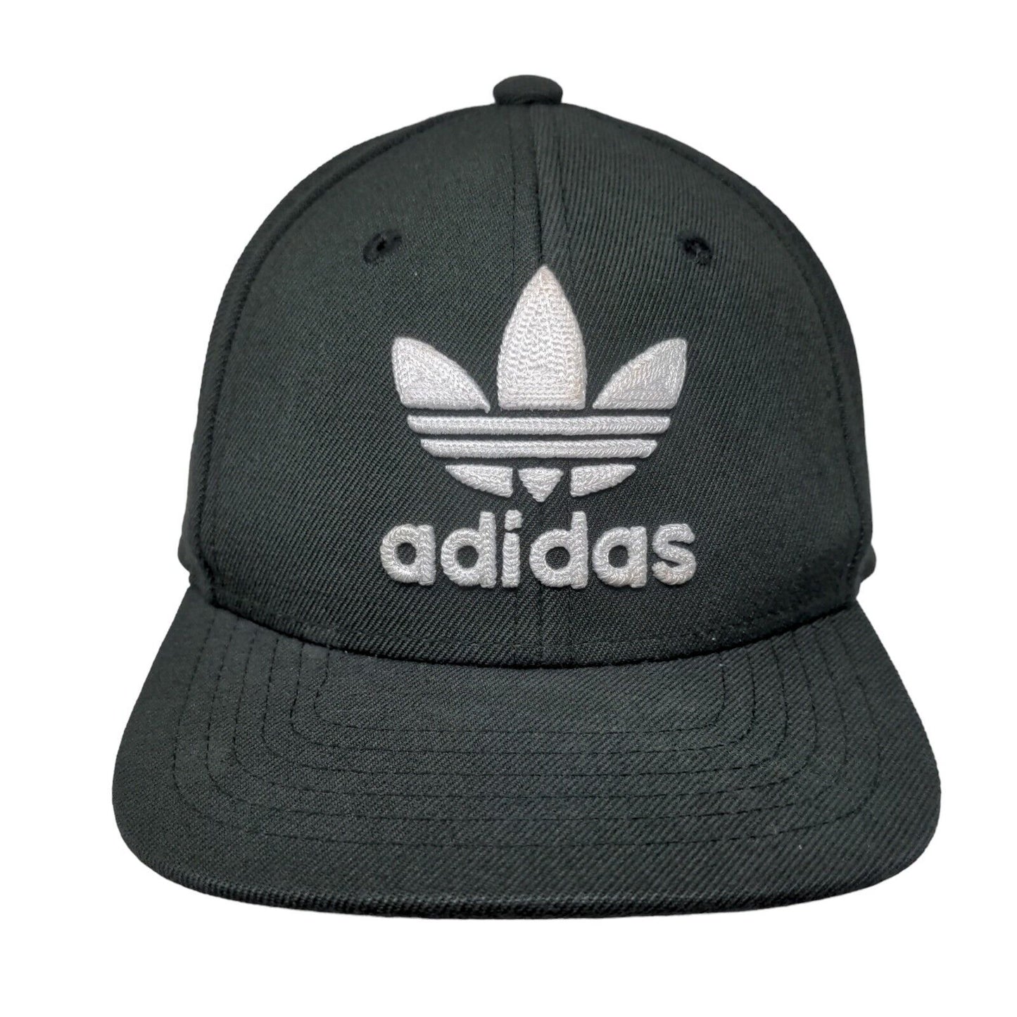 Adidas Youth Snapback Hat Black OSFY Adjustable One Size Embroidered Trefoil