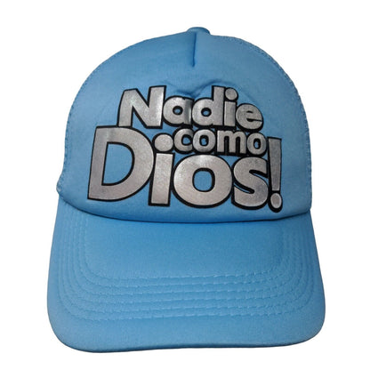 Nadie Como Dios Snapback Mesh Back Trucker Hat Blue One Size Breathable