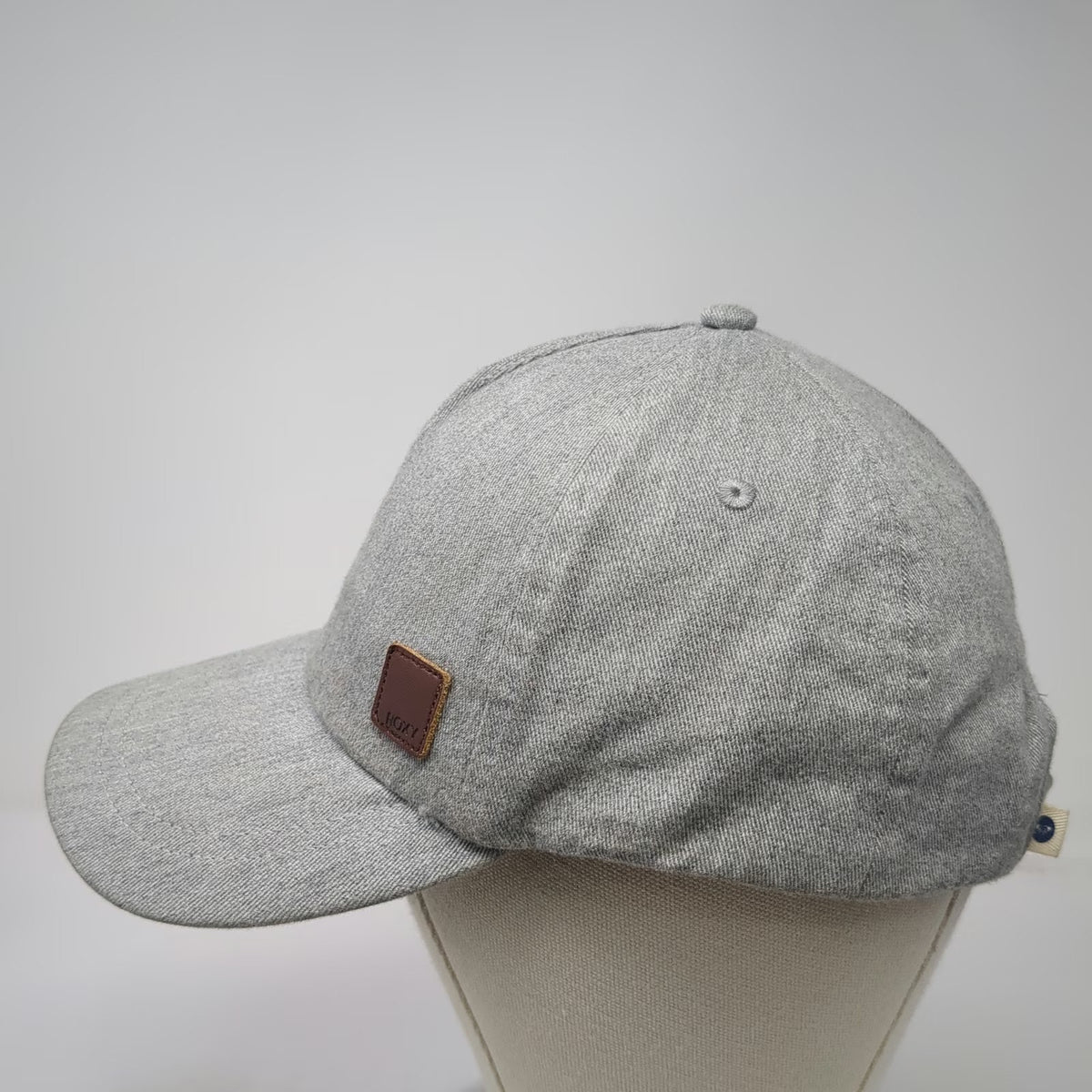 Roxy 5 Panel Gray One Size Hat Leather Logo Patch Heathered Strapback Surf Wear