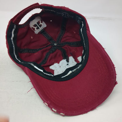 Robin Ruth Baseball Cap Red OSFM Alaska Floral Distressed Est 1959 Frayed Hat