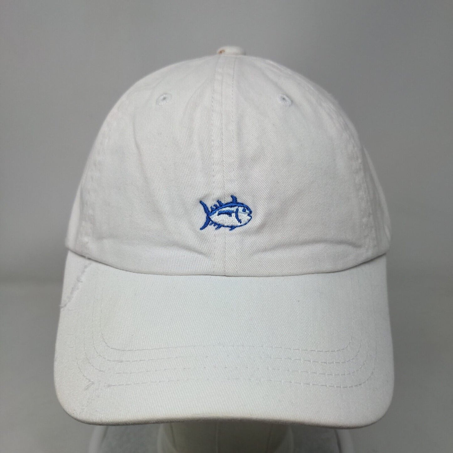 Southern Tide Fish Logo Slideback Hat White One Size Embroidered 6 Panel