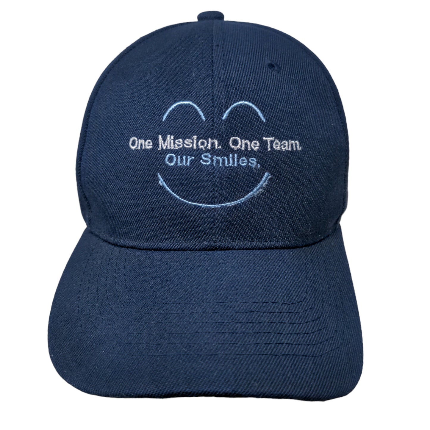 Unbranded Men's Strapback Hat Blue Embroidered One Mission One Team Our Smiles