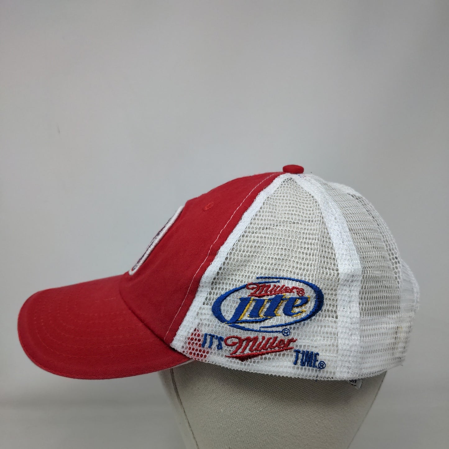 Washington Nationals Snapback Mesh Back Hat MLB Red White OSFA Miller Lite