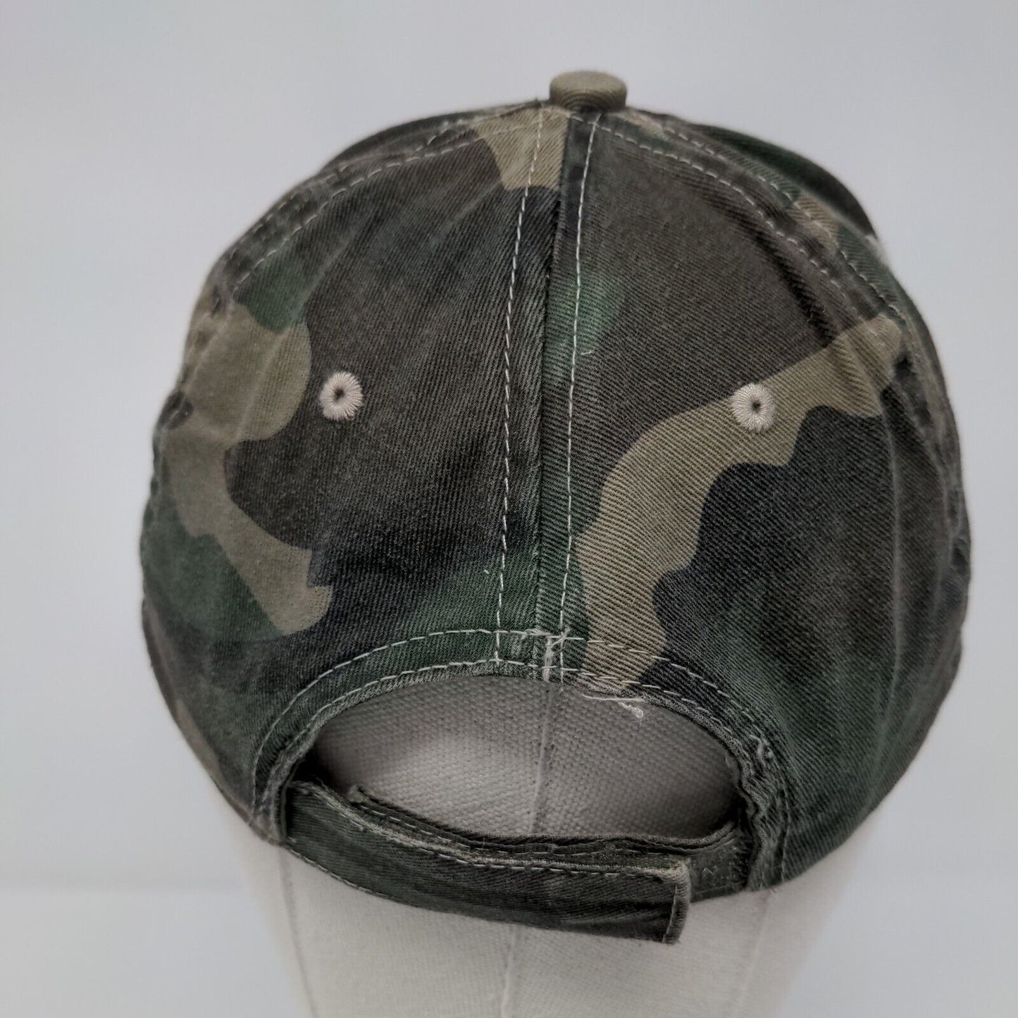 Unbranded Strapback Hat Camouflage OSFA Adjustable Distressed 6 Panel Blank