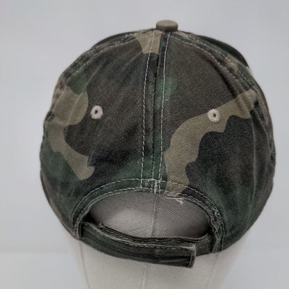 Unbranded Strapback Hat Camouflage OSFA Adjustable Distressed 6 Panel Blank