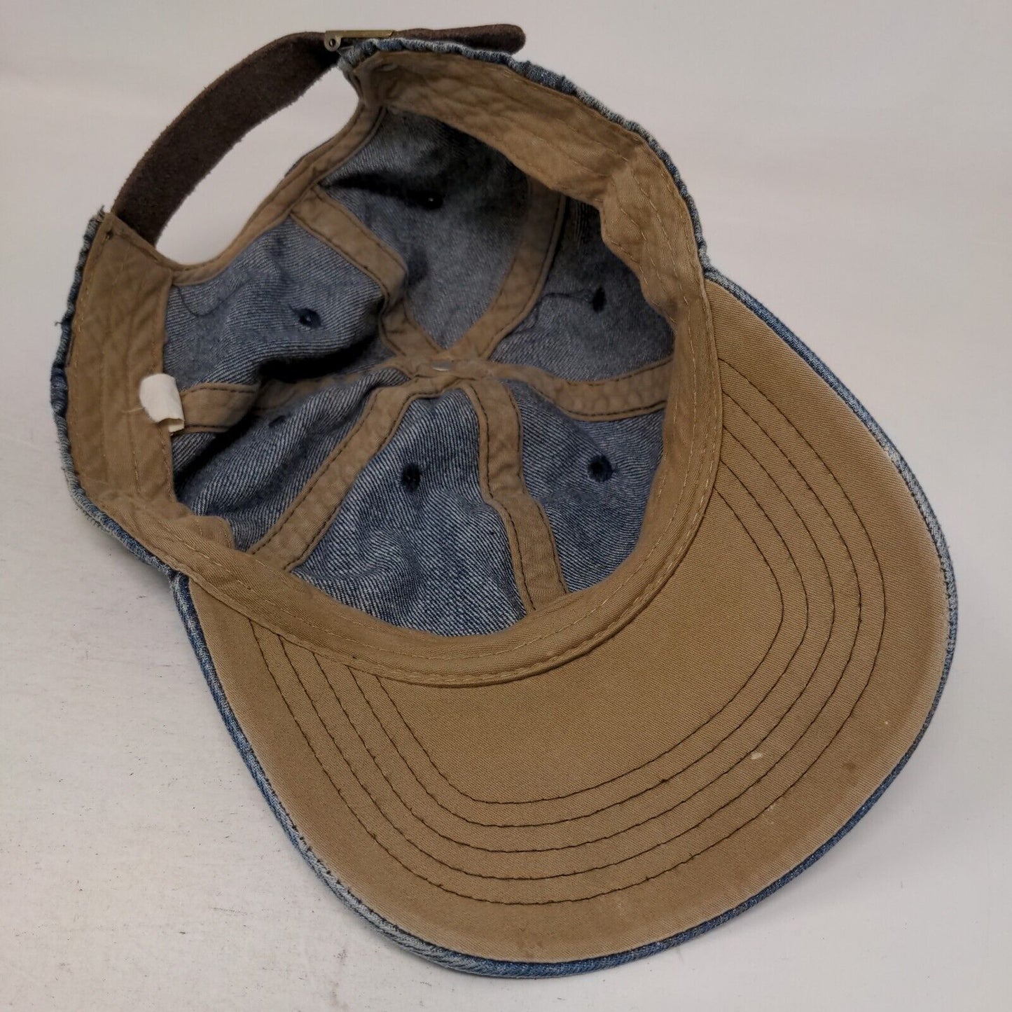Unbranded Slideback Hat Blue OSFM Adjustable Vented Holes 6 Panel Denim Blank