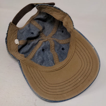 Unbranded Slideback Hat Blue OSFM Adjustable Vented Holes 6 Panel Denim Blank