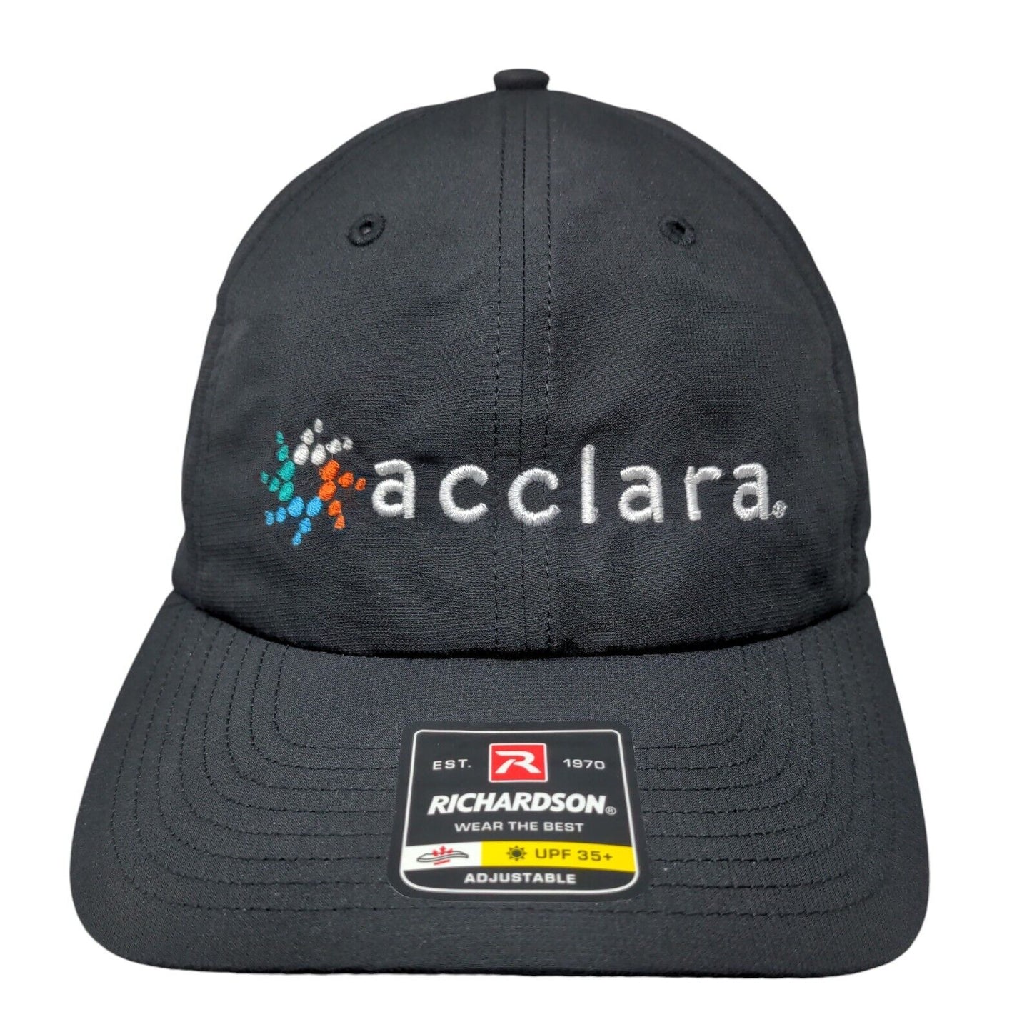 Acclara Strapback Hat Black One Size Embroidered UPF 35+ Richardson
