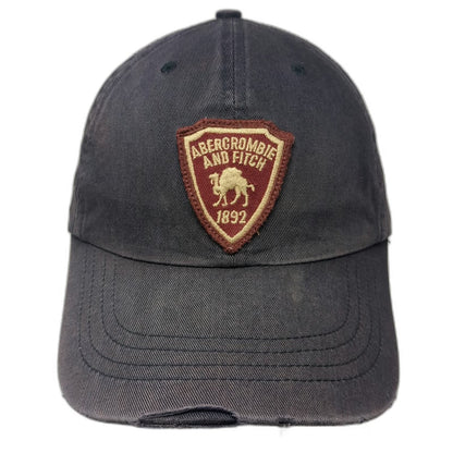 Abercrombie & Fitch Baseball Cap Blue One Size Leather Strapback Camel Patch Hat