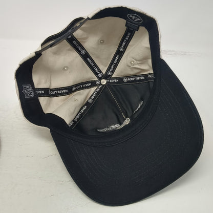 Minnesota Vikings NFL '47 5 Panel Beige Black One Size Snapback Hat Script Logo