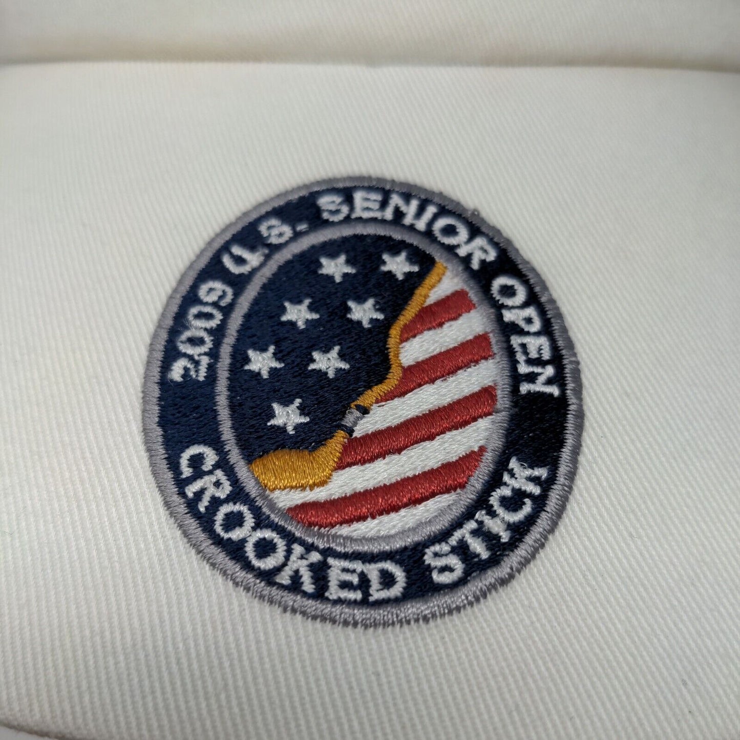 USGA Men's Sun Visor Hat Cap White Embroidered 2009 Senior Open Crooked Stick