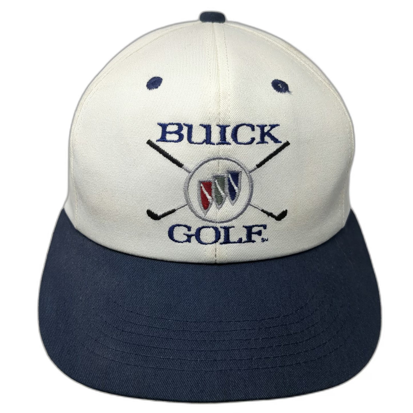 K-Products Snapback White Blue One Size Buick Golf Crossed Clubs Made in USA Hat