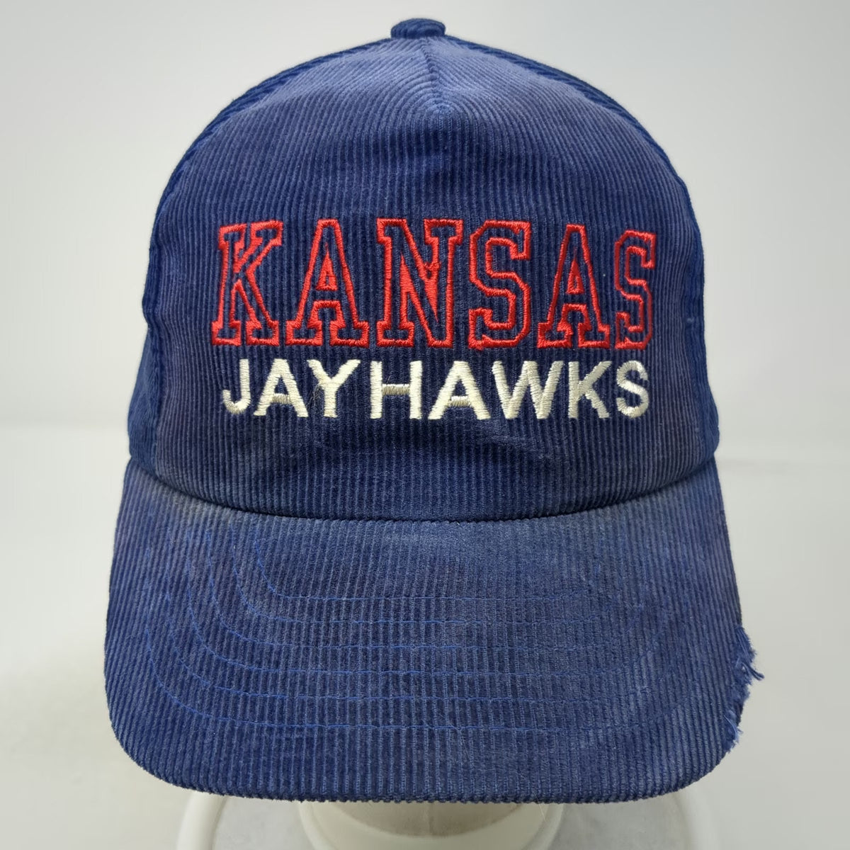 Kansas Jayhawks NCAA Blue Trucker One Size Snapback Corduroy Hat Embroidered