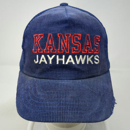Kansas Jayhawks NCAA Blue Trucker One Size Snapback Corduroy Hat Embroidered